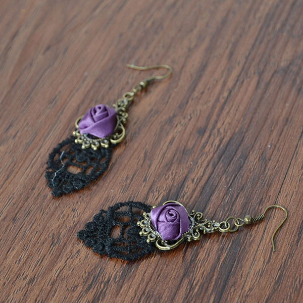 Gothic Rose Drop Lace Earrings