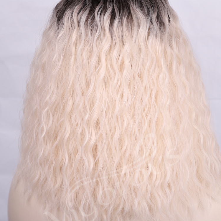 High Temperature Fiber Cosplay Daily Party Loose Wave Ombre White Short Cheap Price Black Root Synthetic Curly Hair Wig