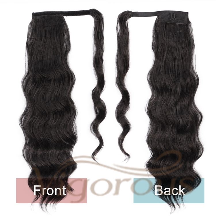 Vigorous Body Wave Magic Paste Wrap Around Upgraded Pocket Heat Resistant Fiber Drawstring Synthetic Ponytail Hair Extension