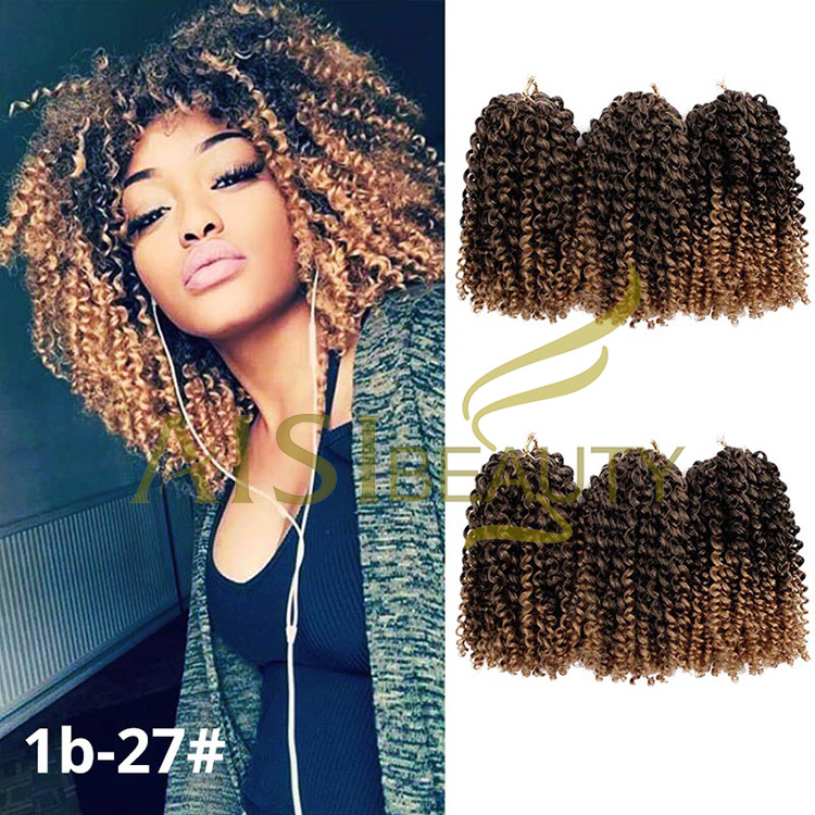 Aisi Beauty Wholesale 8 Inch High Quality Marly Bob Heat Resistant Fiber Kinky Curly Synthetic Crochet Braiding Hair Extensions