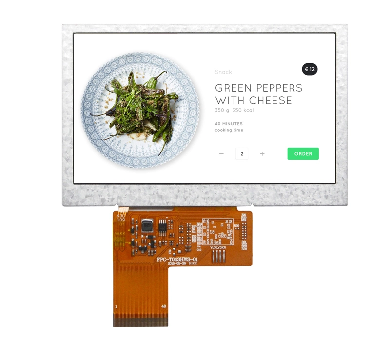 4.3" 40-Pin TFT Display - 480X272 with Touchscreen