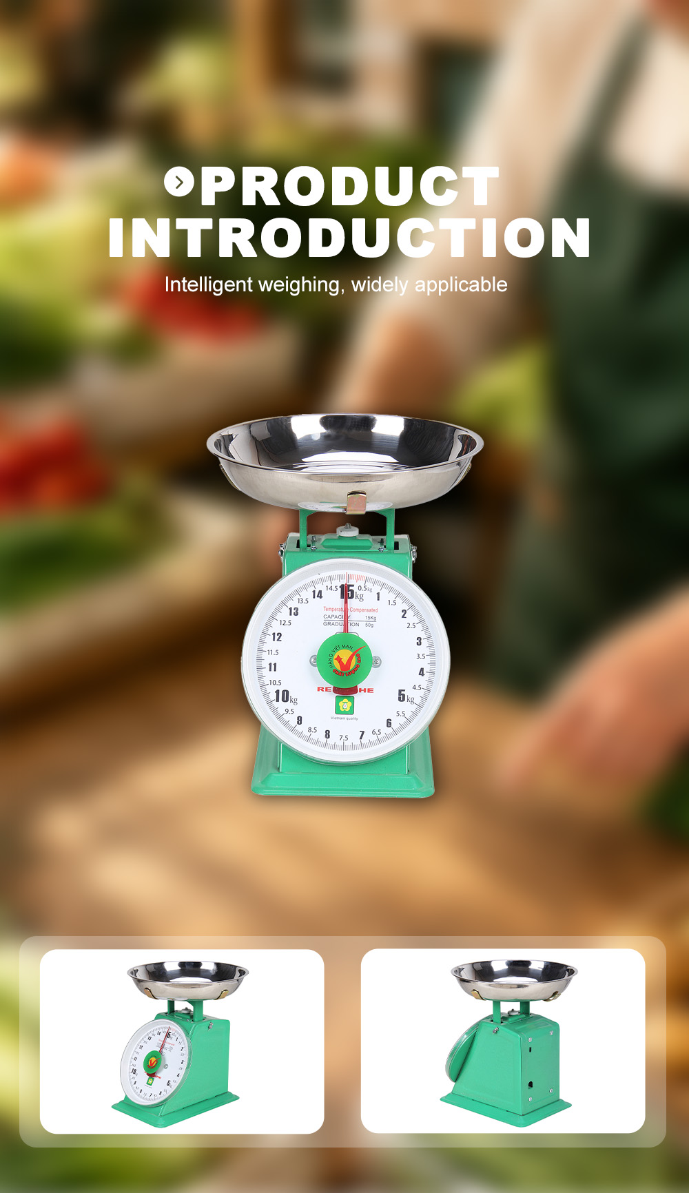 RH-015 เครื่องชั่งสำหรับร้านขายของชำแบบกลไก X แบบวางบนเคาน์เตอร์ความจุ 15Kg RH‑015 15Kg Capacity Counter‑Top Mechanical Grocery Scale X