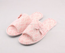 ladies printed jersey open toe mule slipper