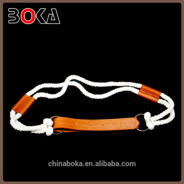 // quality choice cotton rope braided // belt with pu leather tips braided rope belt //