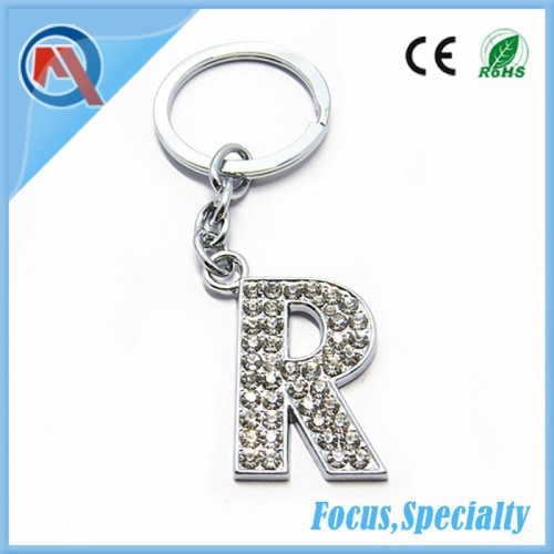 Manufacturers Coustom Metal Rhinestone Letter Keychain