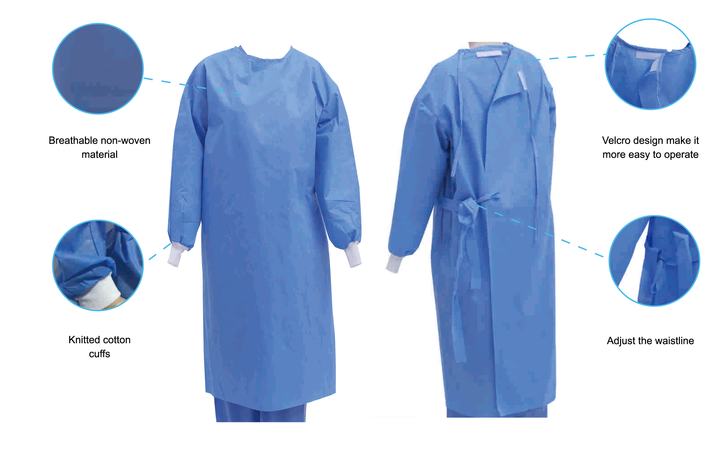 disposable medical level 3 gowns surgical 45gsm 