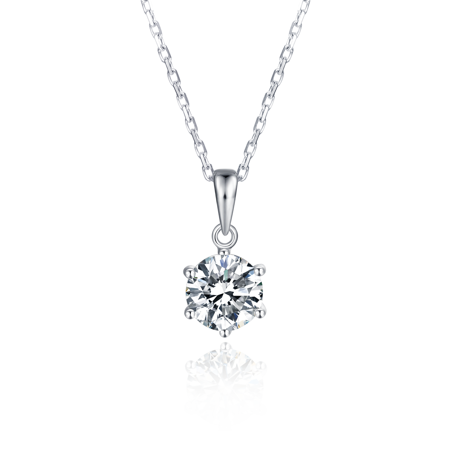 Simplest Luxury  925 Sterling Silver Moissanite Pendant Women Engagement Six Prongs Large Diamond Wedding Party Necklace