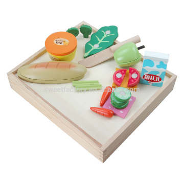 Wooden cutting fruit kitchen toys set