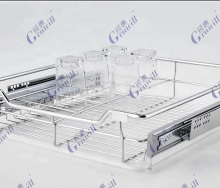 Kitchen stainless steel pull-out cushion bowl basket