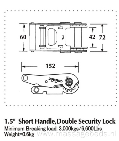 1.5 Inch Short Aluminum Handle & Double Security Lock Ratchet Buckle