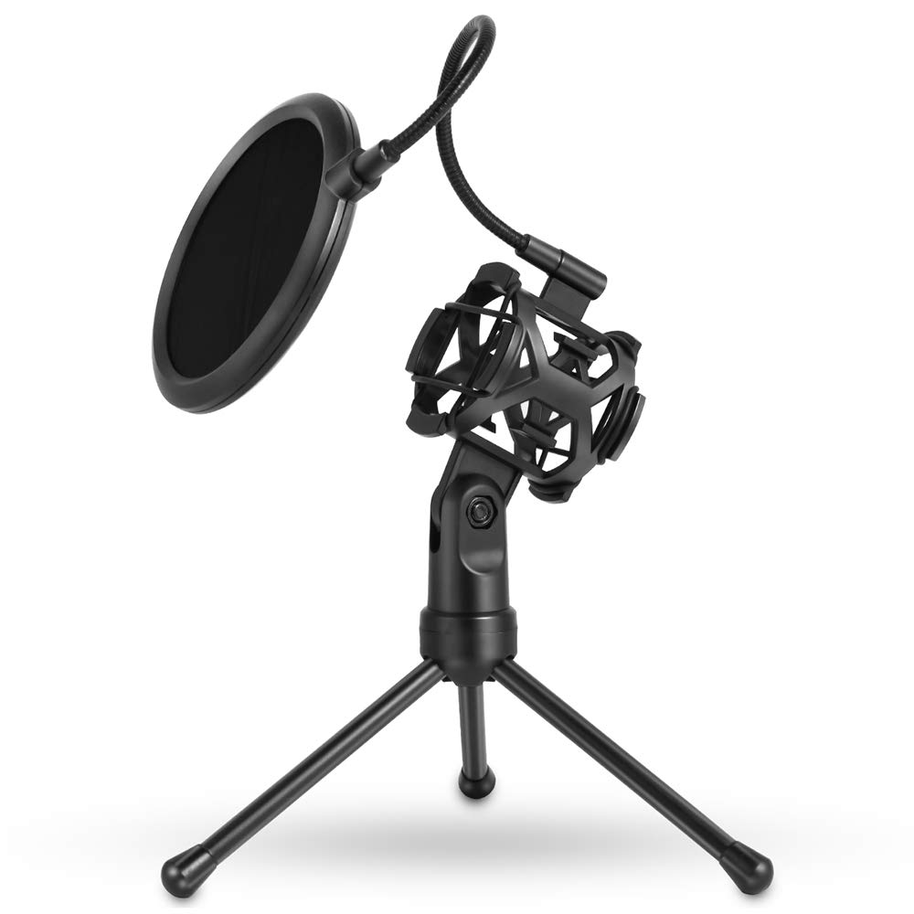 High Quality 3-IN-1Detachable Desktop Tripod Holder With Studio Mic Pop Filter Stand