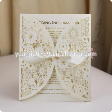 Bufferfly laser cut ivory white royal wedding invitation cards