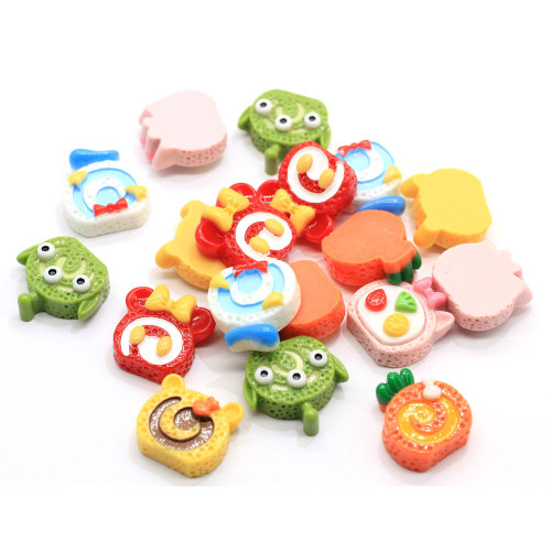 Simulatie Cartoon Cake Roll Plat Hars Cabochon Kawaii Voedsel Plakboek Craft DIY Haaraccessoires Telefoon Decor