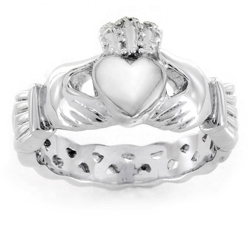 Yiwu Aceon Stainless Steel Gemstone Claddagh Ring - True Love, Friendship, and Loyalty