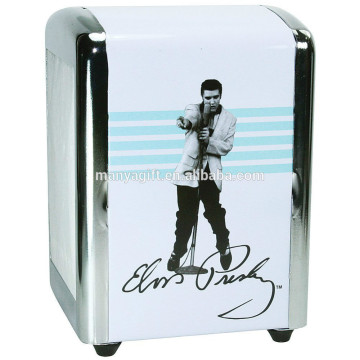 Retro Elvis Presley The King White And Blue Diner Style Metal Napkin Holder