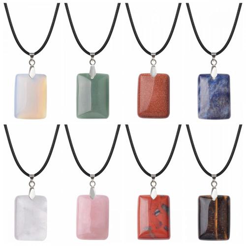 Rose Quartz 25x35mm Rectangle Stone Pendant Necklace for women Men