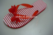 ladies fashion fancy stripe beach rubber slippers with bow