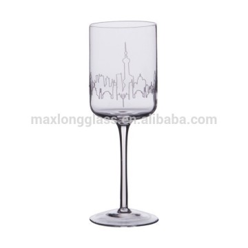 Drinking Glass with cityscape Cutting Pattern