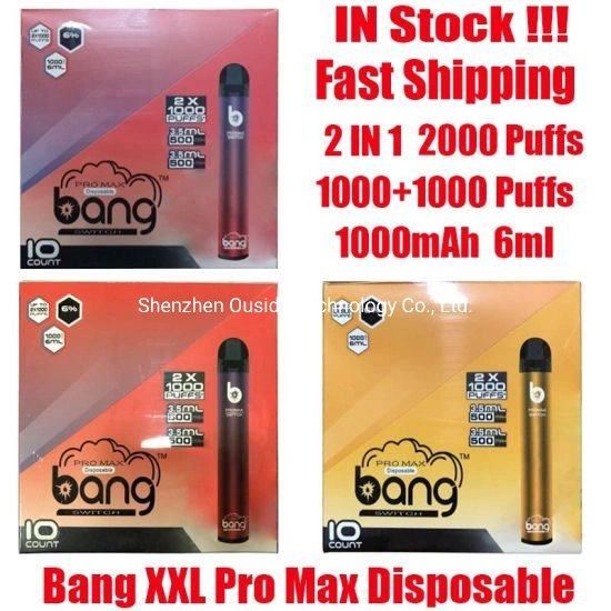 2021 Popular New Puff 1000puffs+1000 Puffs E Cigarette High Quality Disposable Vaporizer Vape Bang PRO Max Swtich 2 in 1