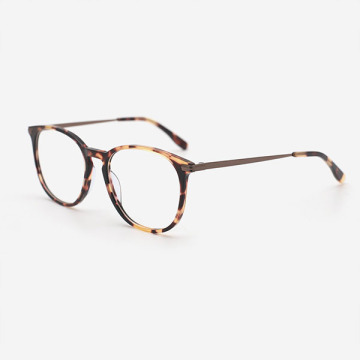 Oval Acetate And Metal Combined Unisex Optical Frames 23A3174