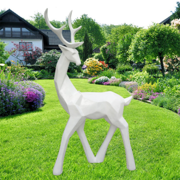 Hot sale resin white abstract deer sculpture for Christmas day decoration