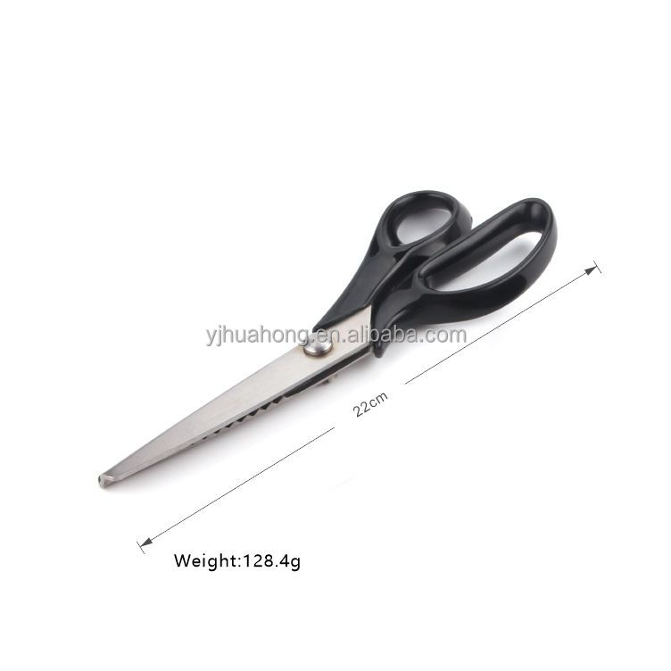 Professional  Big Semi-Circular Arc Black Handle Lace Cutting Zigzag Scissors