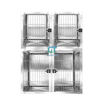 Stainless Steel Modular Veterinary Cage Bank with Wheels