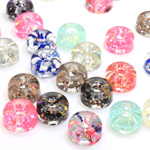 Usine nouvelle arrivée résine Flatback bonbons anneau Cabochon Kawaii 20 MM dos plat résine beignet Cabochon avec 5 MM grand trou bijoux bricolage