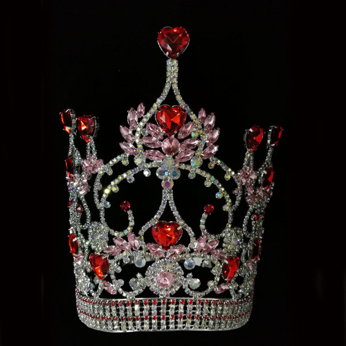 Mahkota Kontes Berlian Imitasi Tiara Merah Hati