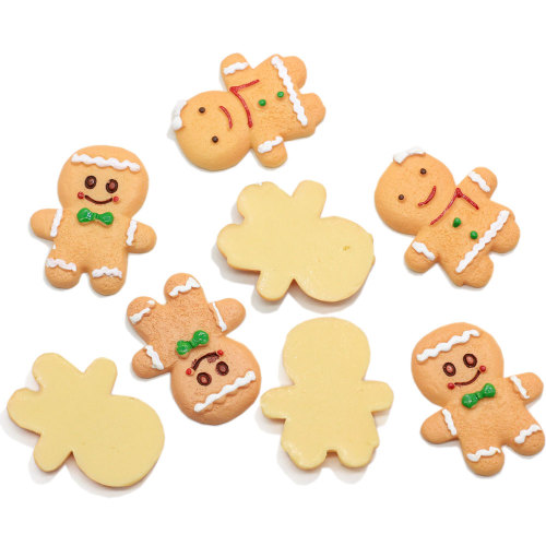 Heetste 100 stks Kunstmatige Gingerbread Man Hars Ambachtelijke Cartoon Koekjes Sleutelhanger Ornament Xmas Versiering