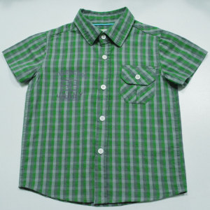 High Quality Boys Mint Check Shirts with Print