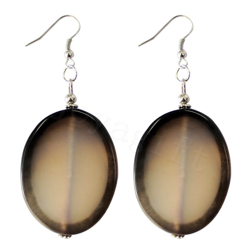 Boucle d&#39;oreille en agate avec pierre naturelle