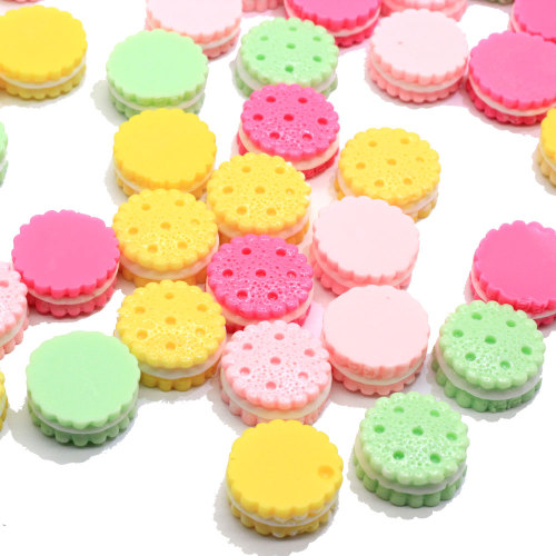 10mm Ronde Biscuit Cookie Kleurrijke Miniatuur Kawaii Cabochons Leuke Resin Charms Goedkoopste Resin Kralen Voor Decoratie