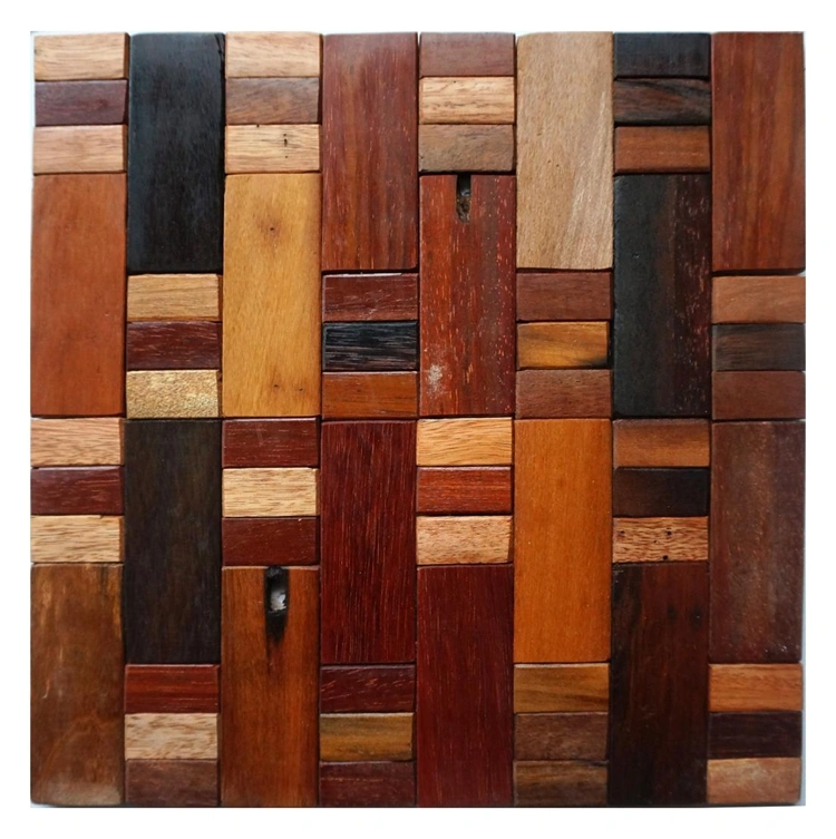 Anti Corrosion Brown 40X40 Irregular Floor 3D Wall Mosaic Tile Wood