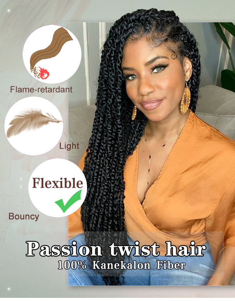 Wholesale Kanekalon Passion Twist Prelooped Braiding 18" Synthetic Crochet Braid Hair 22 inch Water Wave Passion Twist Hair