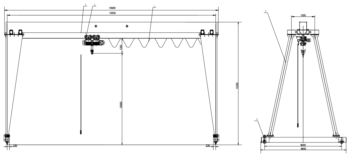 3T Einzelträger Portalkran Preis 3T Single Girder Gantry Crane Price