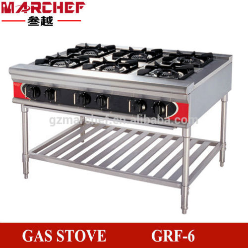 6 Burners Free Standing Type Commercial Kitchen Gas Burner Stove Equipment/Cooking Machine/Gas Cooker