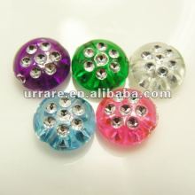 10mm Transparent Silver Dots Flat Round Beads