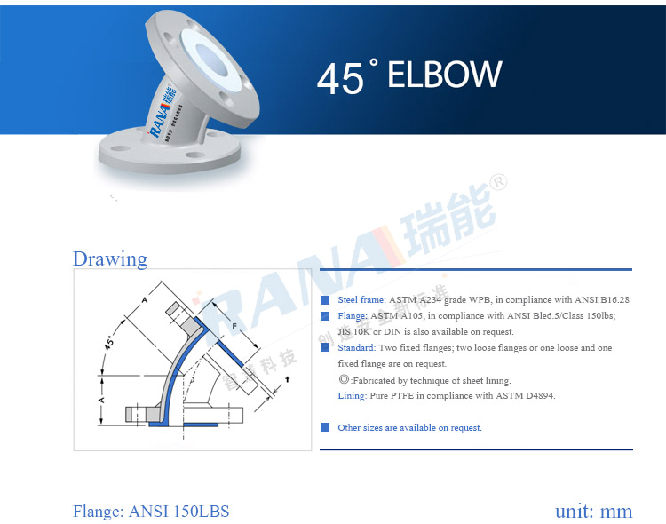 Especificación 45 codo Specification 45 Elbow