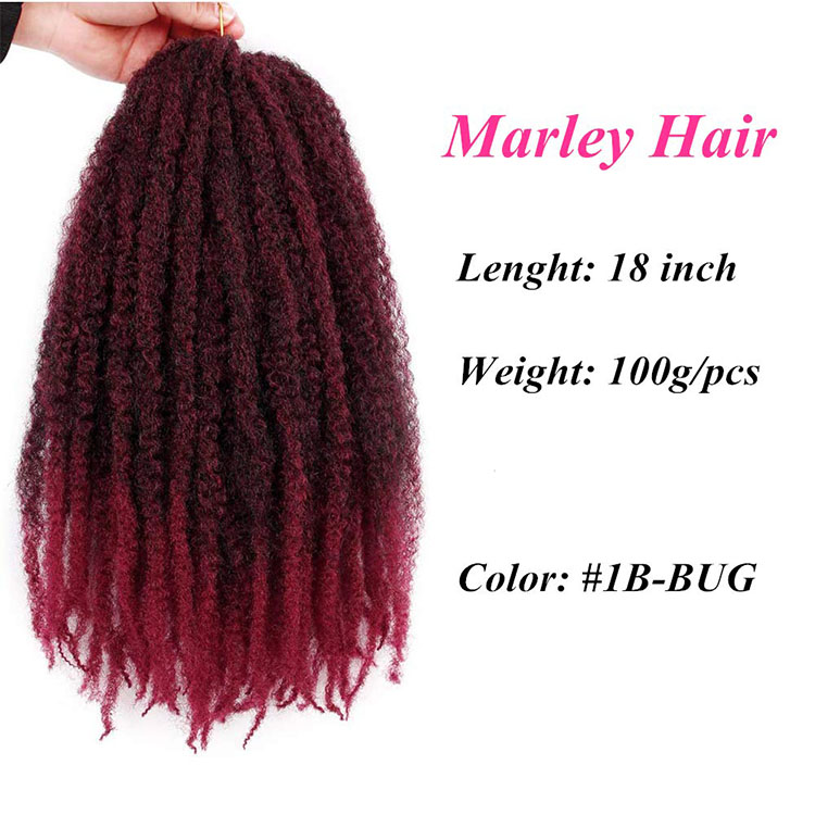 Kinky Marley Twist Crochet Hair Extensions African Marley Braiding Hair Solid And Mix Color Synthetic Fiber 18 Inch Good Price