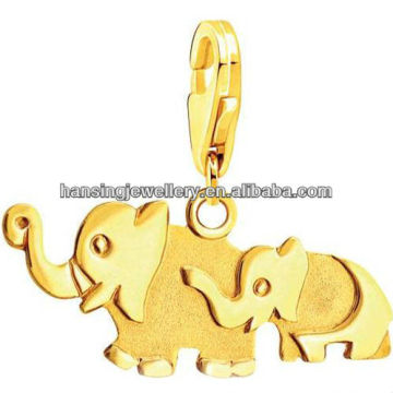 Comic golden cute big and small elephant charm