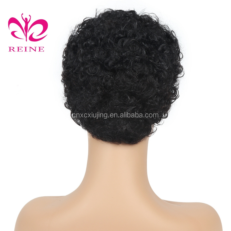 Hair Brazilian Short Machine Made Wig Afro Kinky Curly Wig Natural Color Remy 99J Human Hair Wigs For Black Women