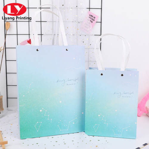 Gradient sky colorful paper handbag for gift