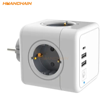 Smart PowerCube: Movable Multi-Plug with 4 EU Outlets and 2 USB Ports (Type C)