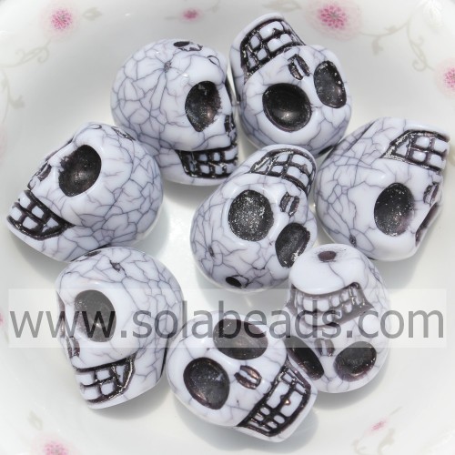Vente chaude 14 * 18MM Goth Skull Perles colorées en vrac