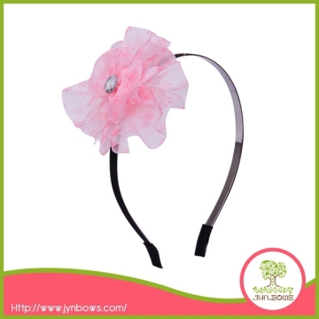 Baby Pink Organza Big Flower Headbands for Babies