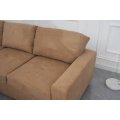 L Shaped Sectional Fabric Sofa With Ottoman