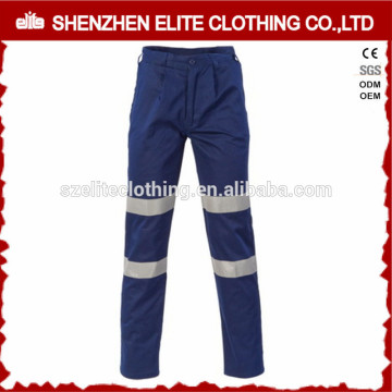 mens multi-pocket navy blue cotton work pants with reflective tape