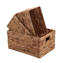 Handmade Straw Woven Rectangular Storage Basket