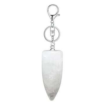 Bullet Shape Healing Pointed Chakra Key Chain Quartz Crystal Stone Charm Bullet Key Ring